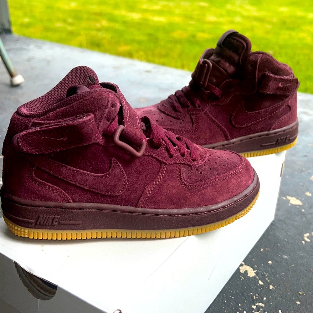 New, Nike Air Force 1s, Mids, size 12C, burgundy w/peanut butter bottoms,unisex